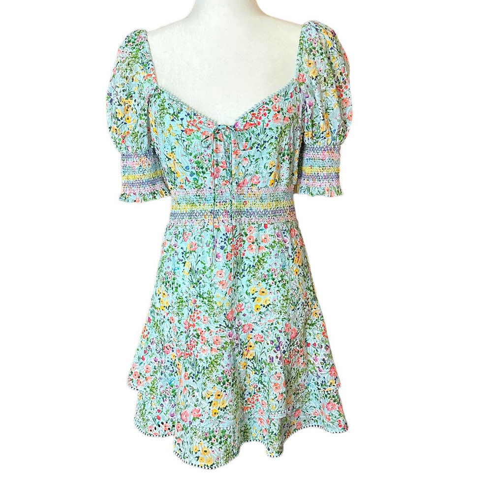 Alice + Olivia by Stacey Bendet Mini Dress Floral Sweetheart Neck Blue Floral 8